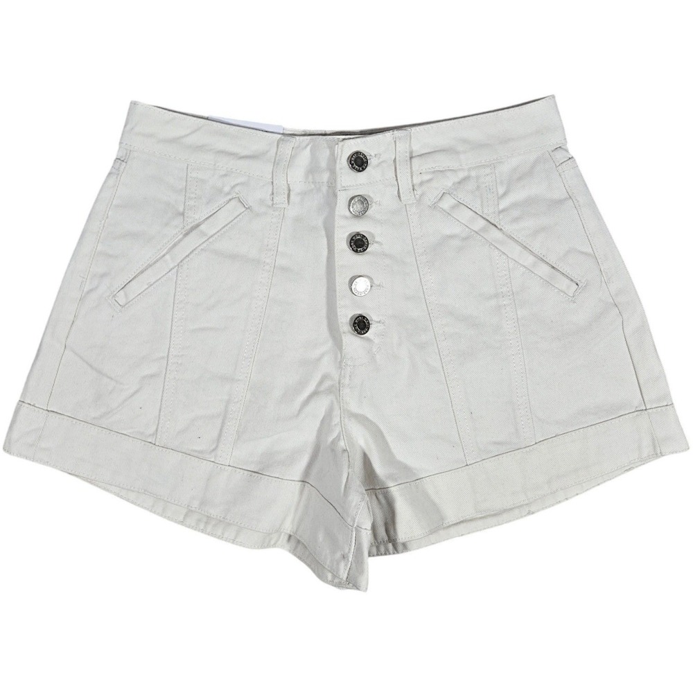 WeWoreWhat Seamed Short High Rise Twill Denim White Button Fly WWDB99-1 Size 26